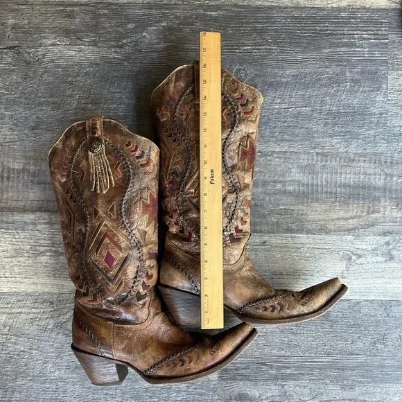 Corral Women's Aztec Embroidered Cowgirl Boot Snip Toe C2872 Lady's Size 10M - Picture 15 of 16